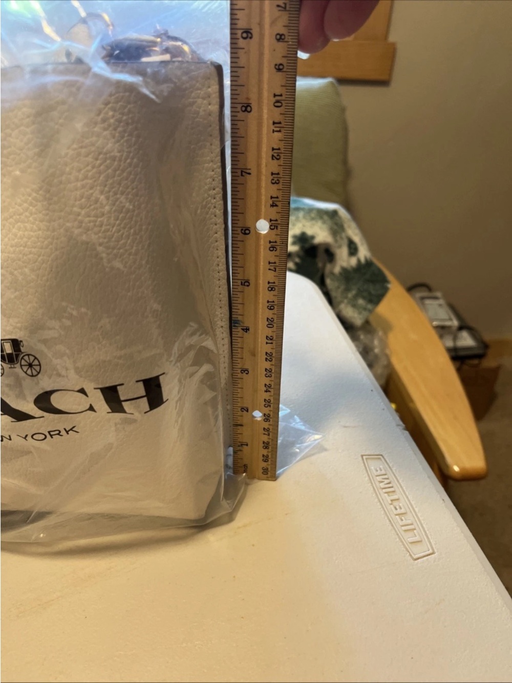 Coach Mollie 22 Bucket Bag Pebbled Leather chalk CA177 - Picture 11 of 13